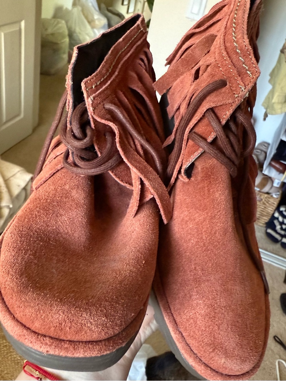 Fly London Women’s Suede Fringe Ankle Boots - Rust
